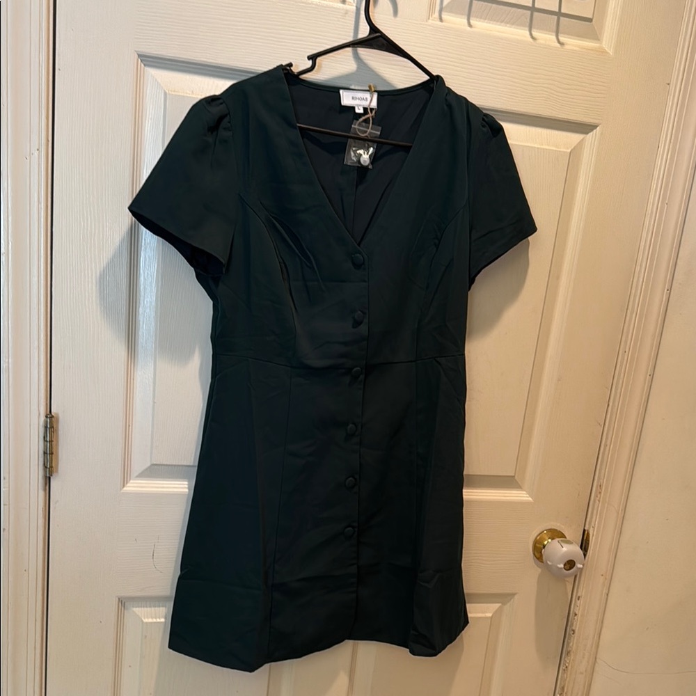Dark Green Button-Up Dress